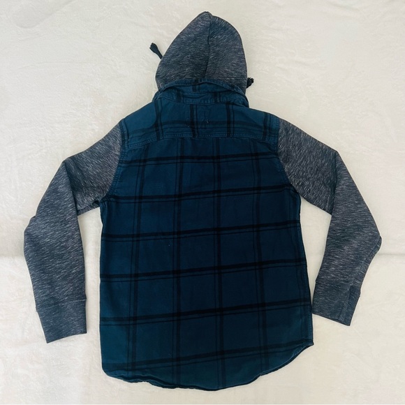 Hollister Plaid Flannel Shirt with Jersey Hood - Picture 3 of 6